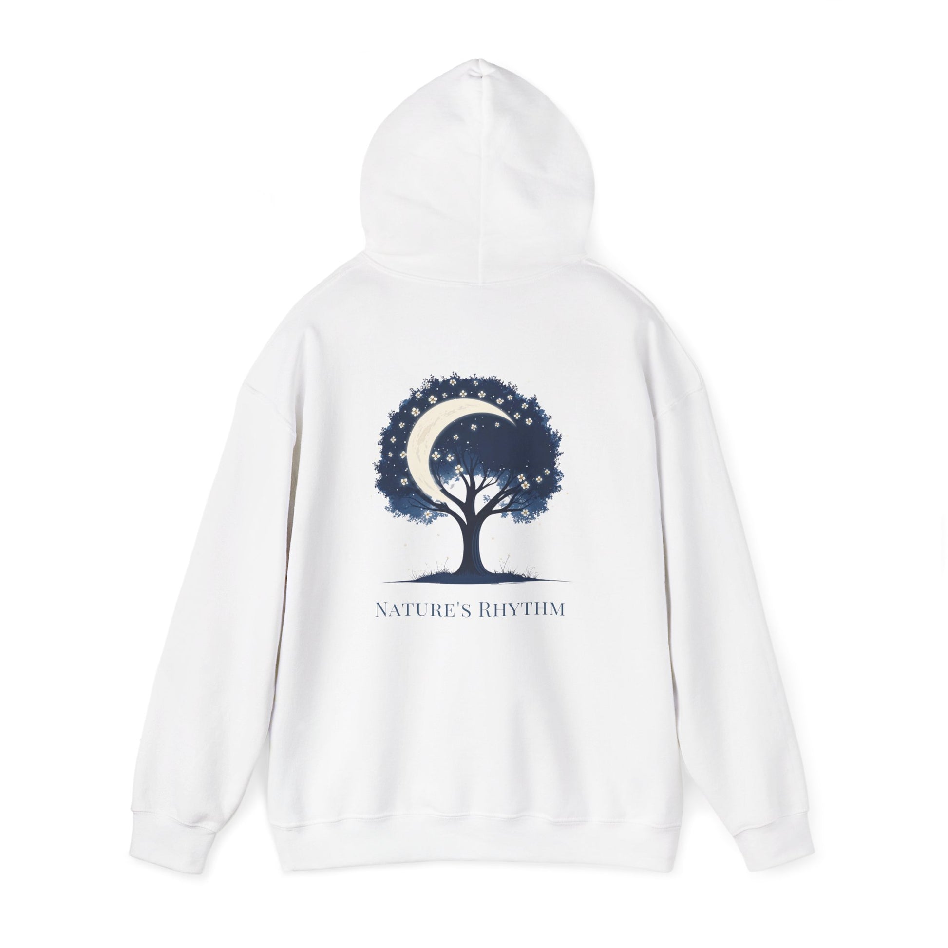 White | Nature`s Rhythm Hoodie, back view 2