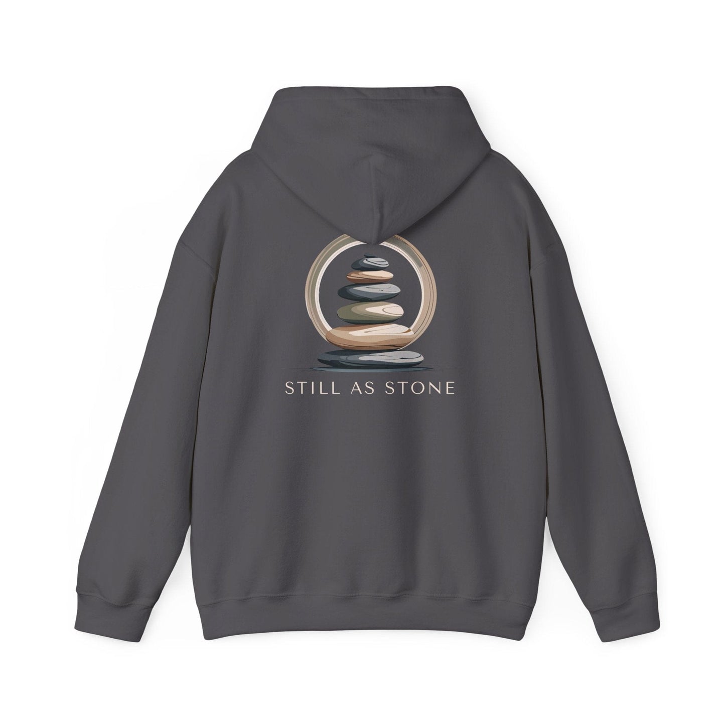 Charcoal | Still as Stone Hoodie, back design view