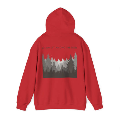 Red | Introvert Among the Trees Hoodie, back view 2