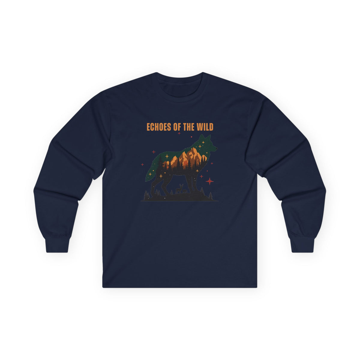 Navy | Echoes of the Wild Long Sleeve Tee, front view