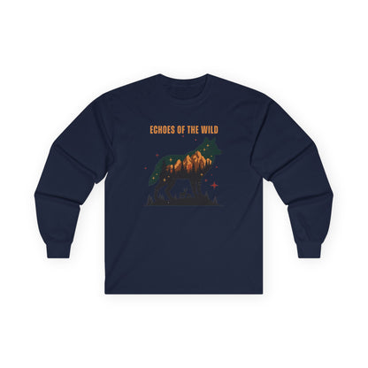 Navy | Echoes of the Wild Long Sleeve Tee, front view