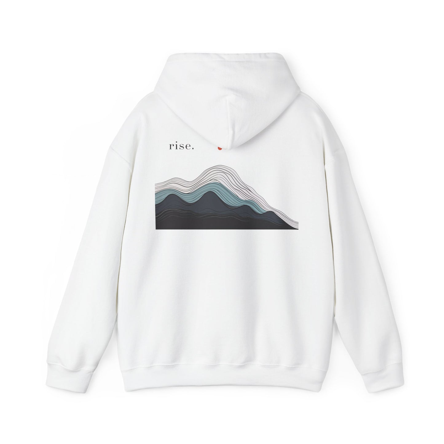 White | Rise Hoodie, back design view