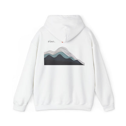 White | Rise Hoodie, back design view