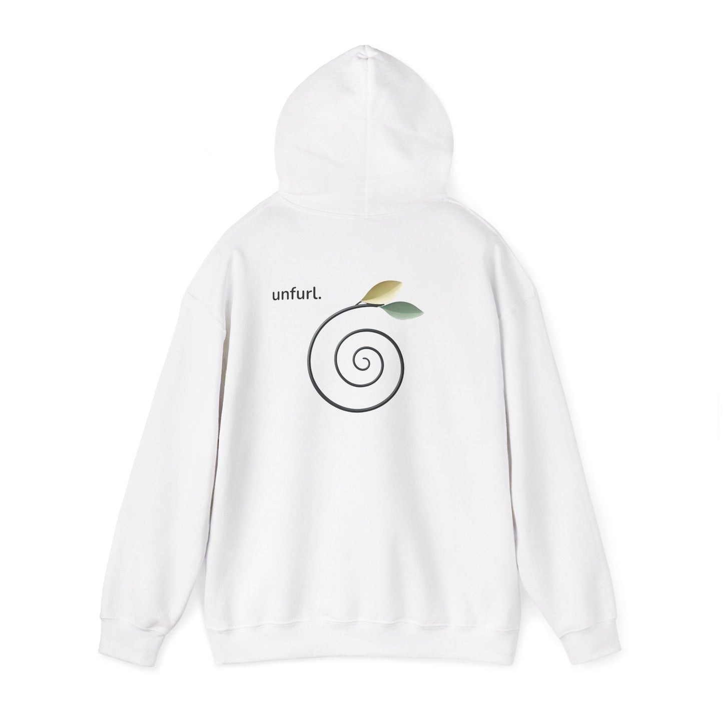 White | Unfurl Hoodie, back view 2