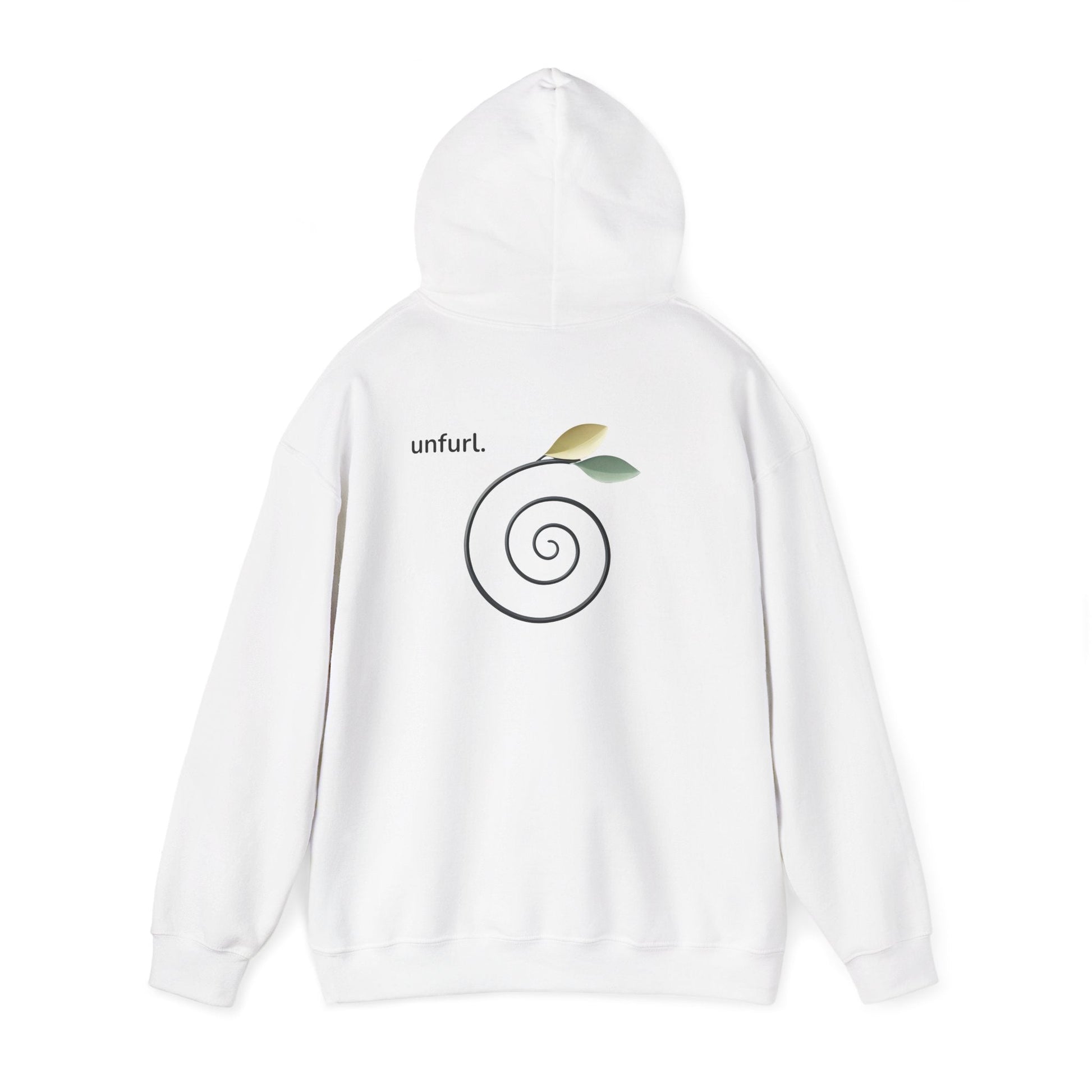 White | Unfurl Hoodie, back view 2