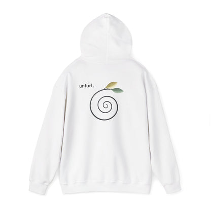 White | Unfurl Hoodie, back view 2