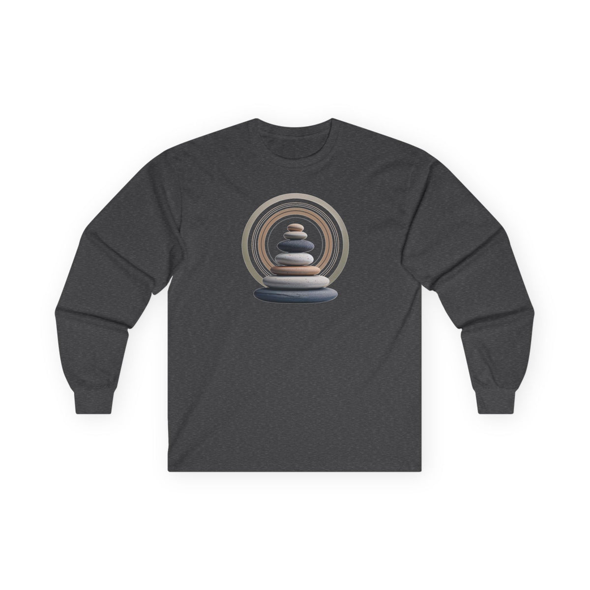 Dark Heather | Echoes of Calm Long Sleeve Tee, front view