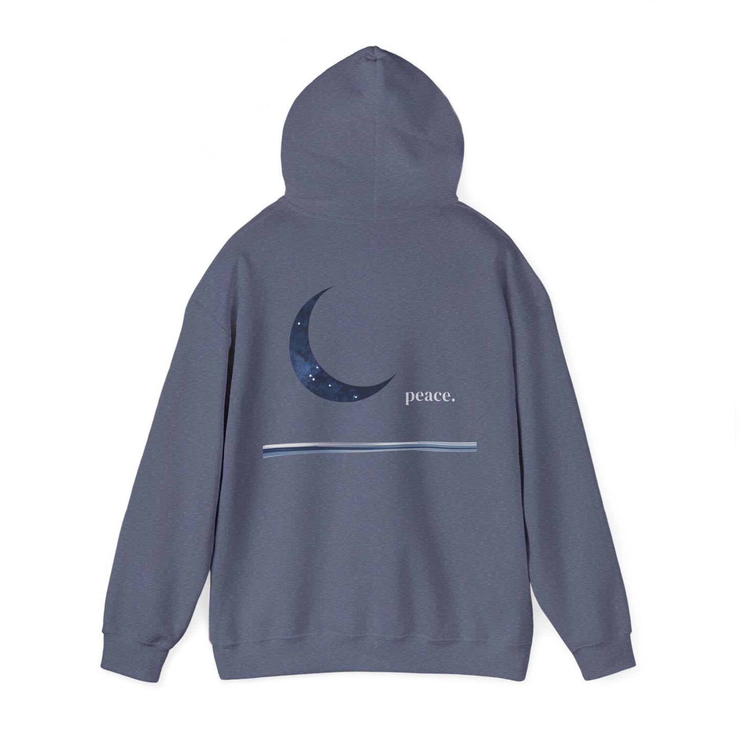 Heather Navy | Moonlit Peace Hoodie, back view 2