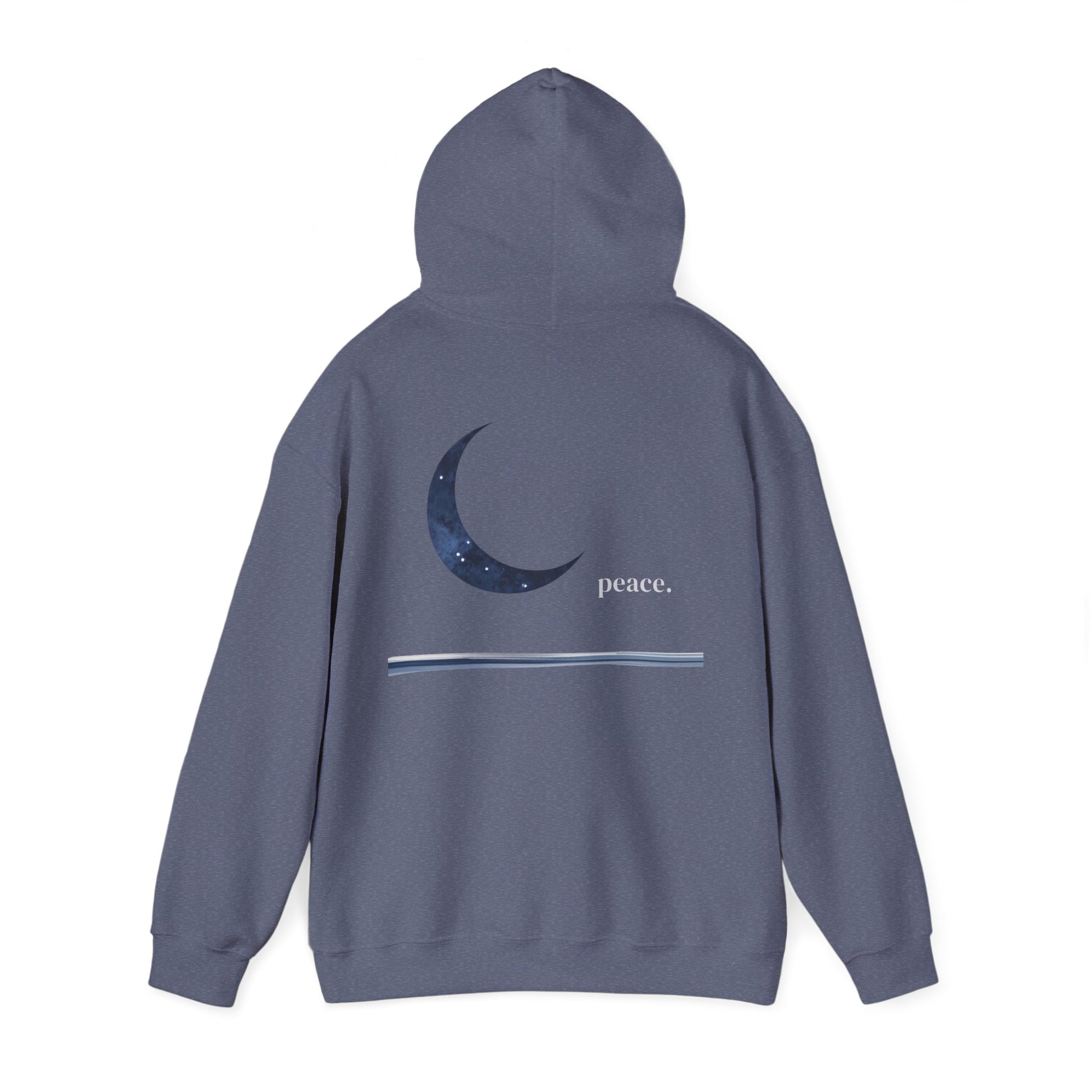 Heather Navy | Moonlit Peace Hoodie, back view 2