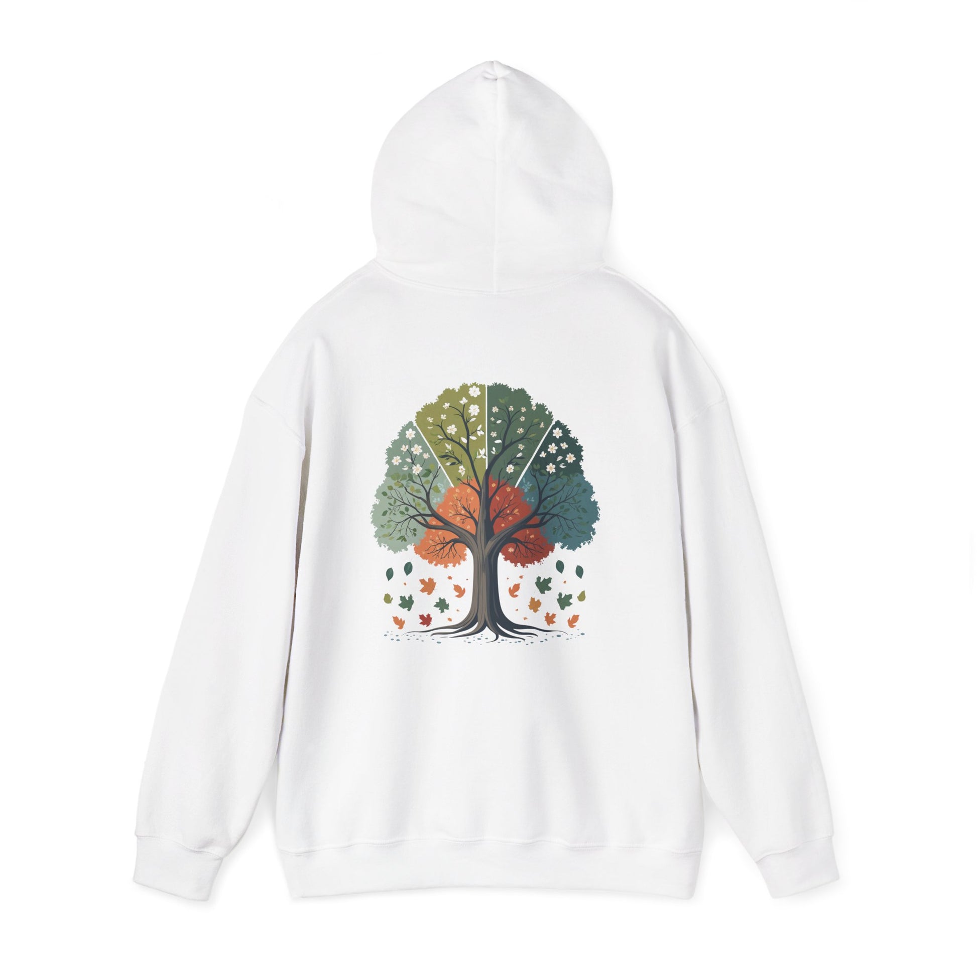 White | Circle of Seasons Hoodie, back view 2