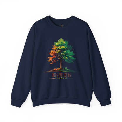 Navy | Trees Protect US Sweatshirt, front view