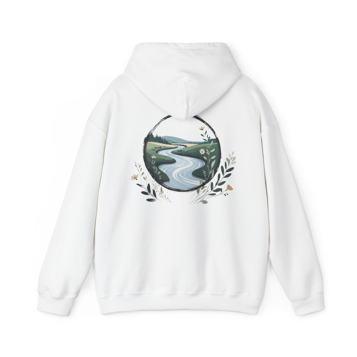 White | River of Grace Hoodie, back design view