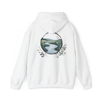 White | River of Grace Hoodie, back design view