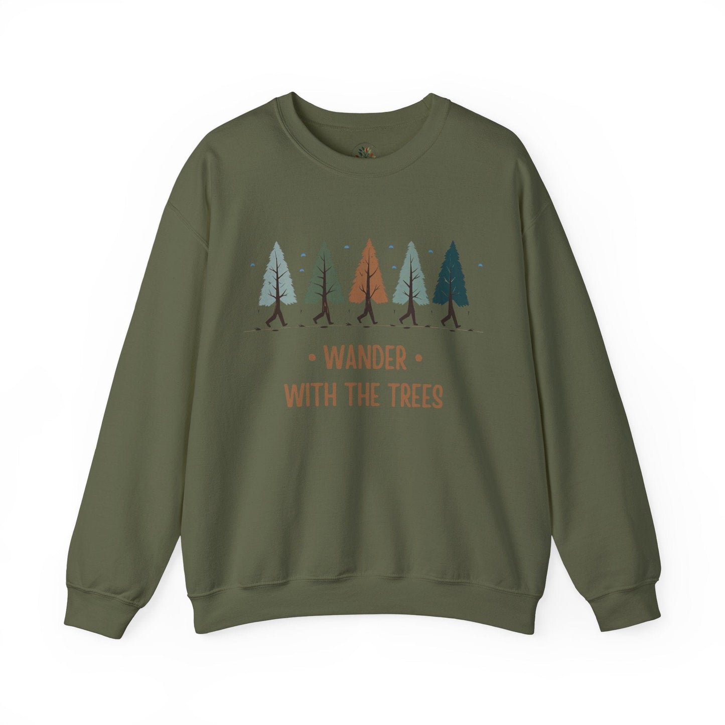 Military Green | Wander with the Trees Sweatshirt, front view