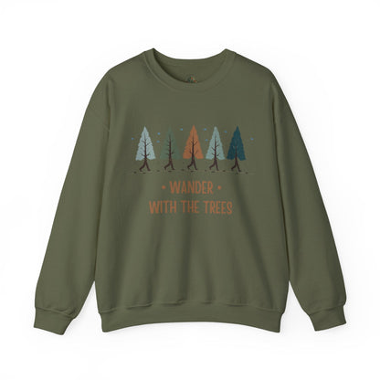 Military Green | Wander with the Trees Sweatshirt, front view