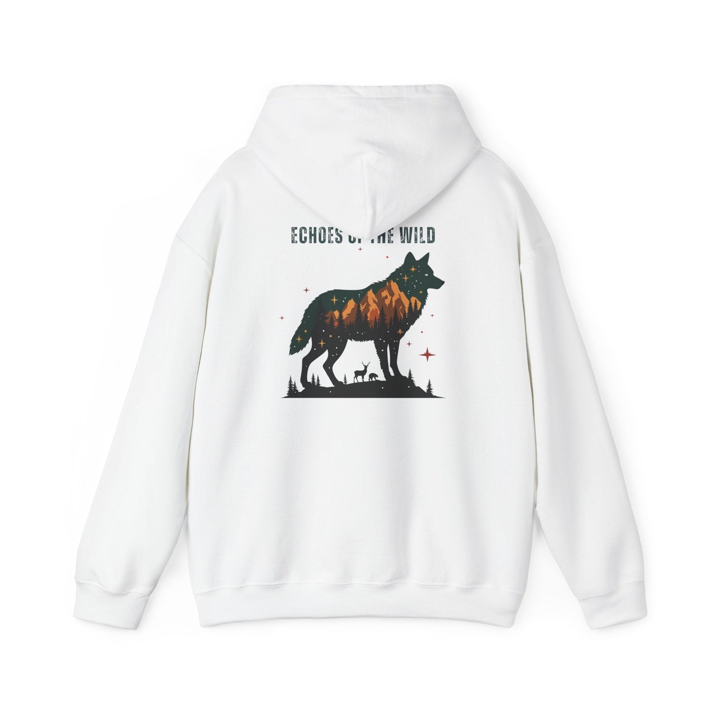 White | Echoes of the WIld Hoodie, back design view