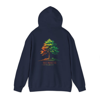 Navy | Trees Protect US Hoodie, back view 2