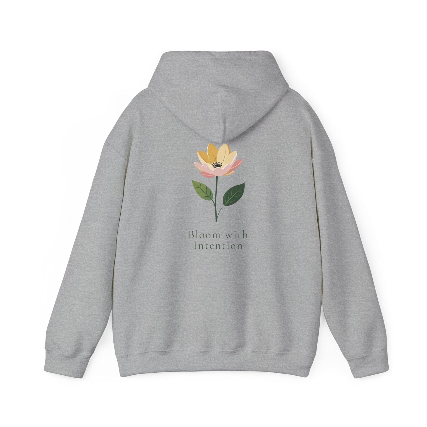 Sport Grey | Bloom with intention Hoodie, back design view