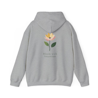Sport Grey | Bloom with intention Hoodie, back design view