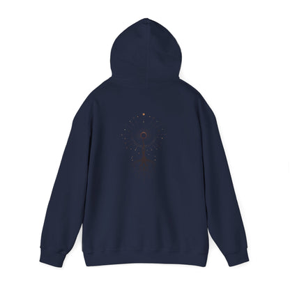 Navy | The Cosmic Root Hoodie, back view 2