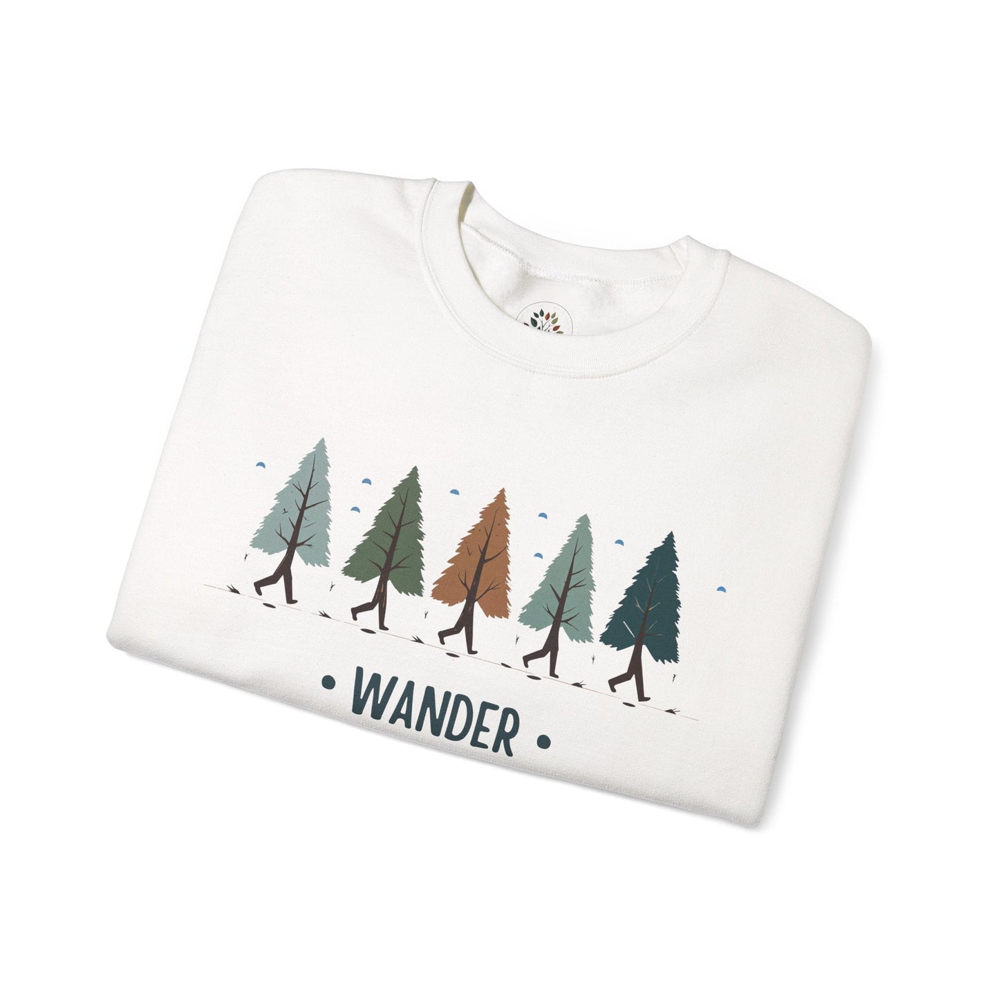White | Wander with the Trees Sweatshirt, folded view