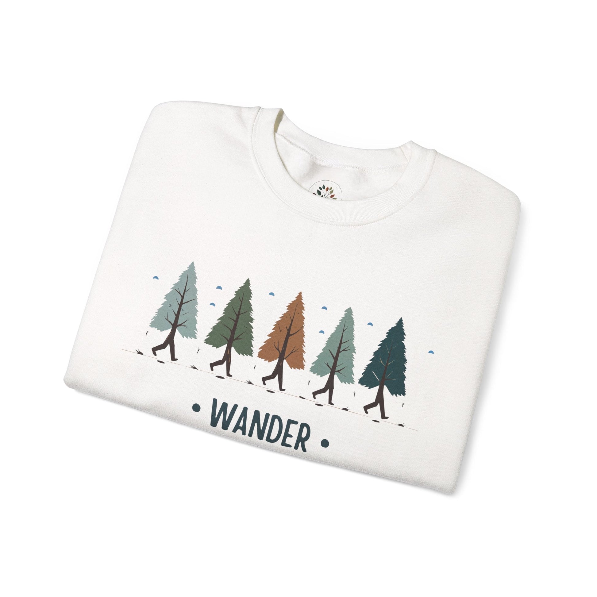 White | Wander with the Trees Sweatshirt, folded view