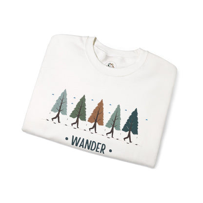 White | Wander with the Trees Sweatshirt, folded view
