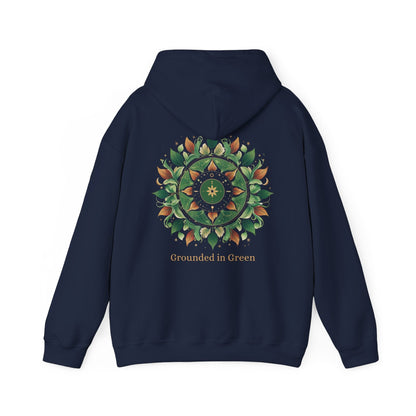 Navy | Grounded in Green Hoodie, back design view