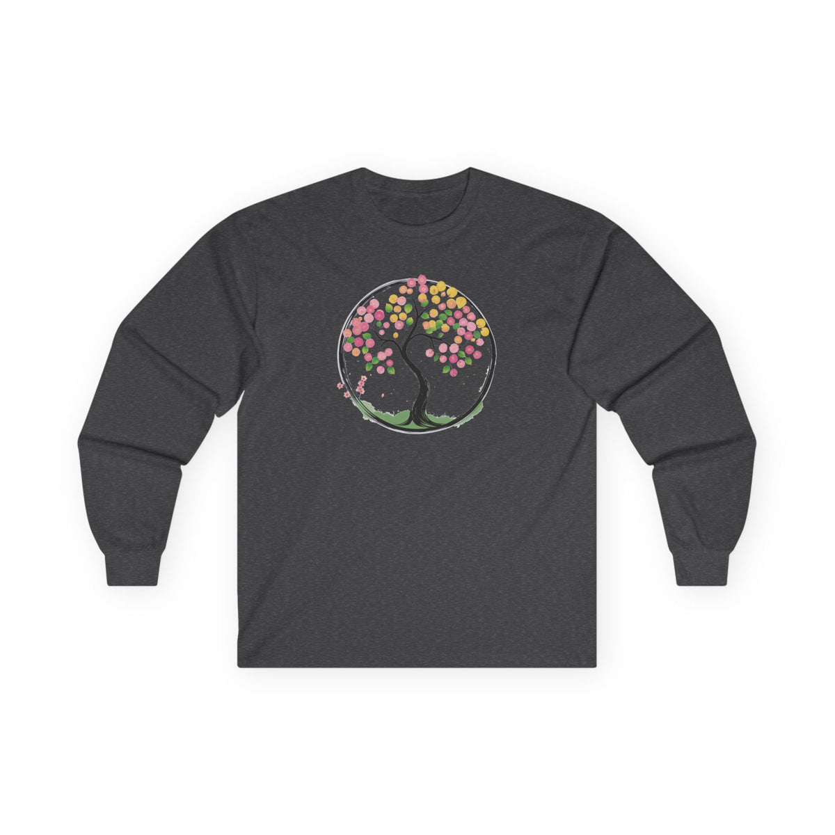 Dark Heather | Joy in Bloom Long Sleeve Tee, front view