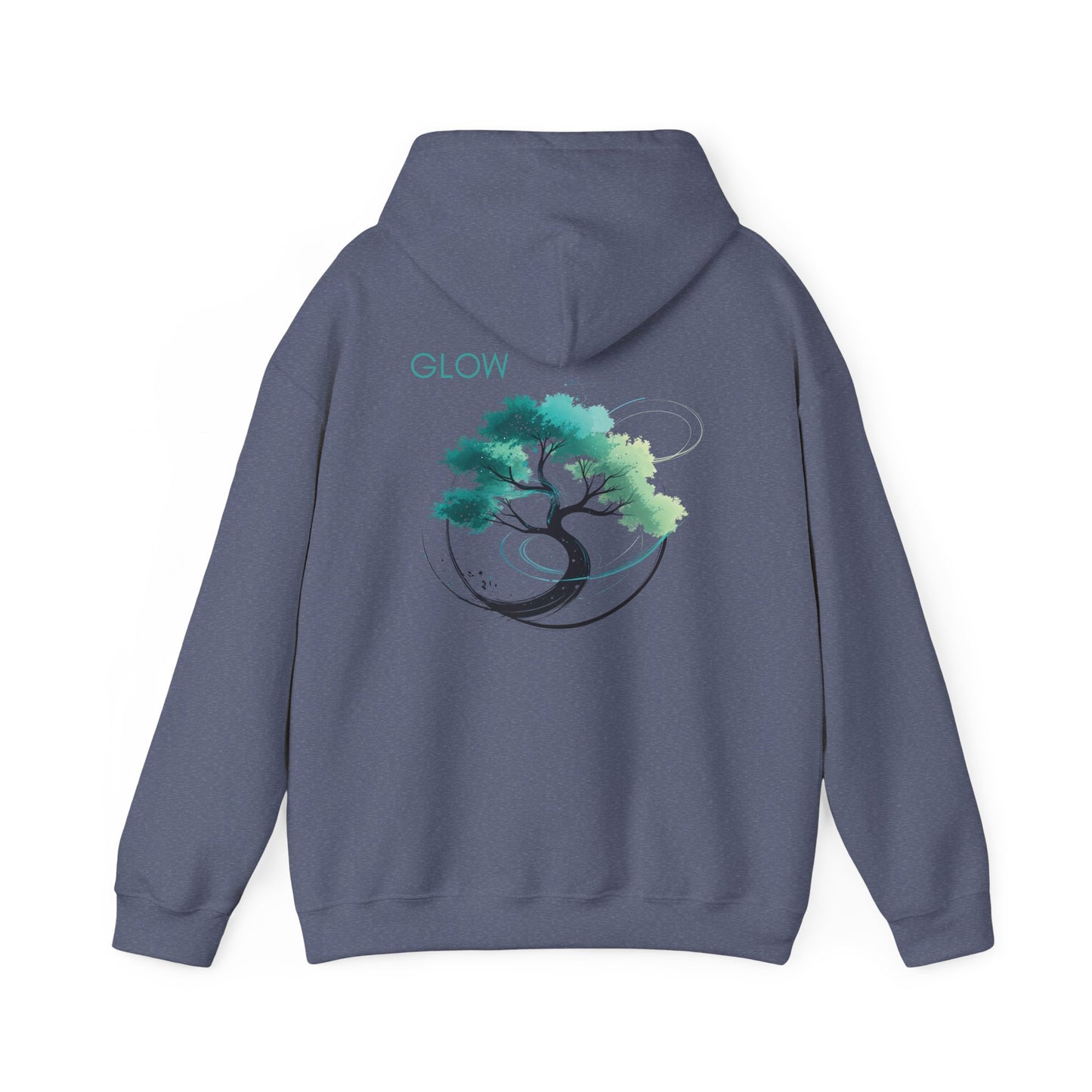 Heather Navy | Glow Hoodie, back design view