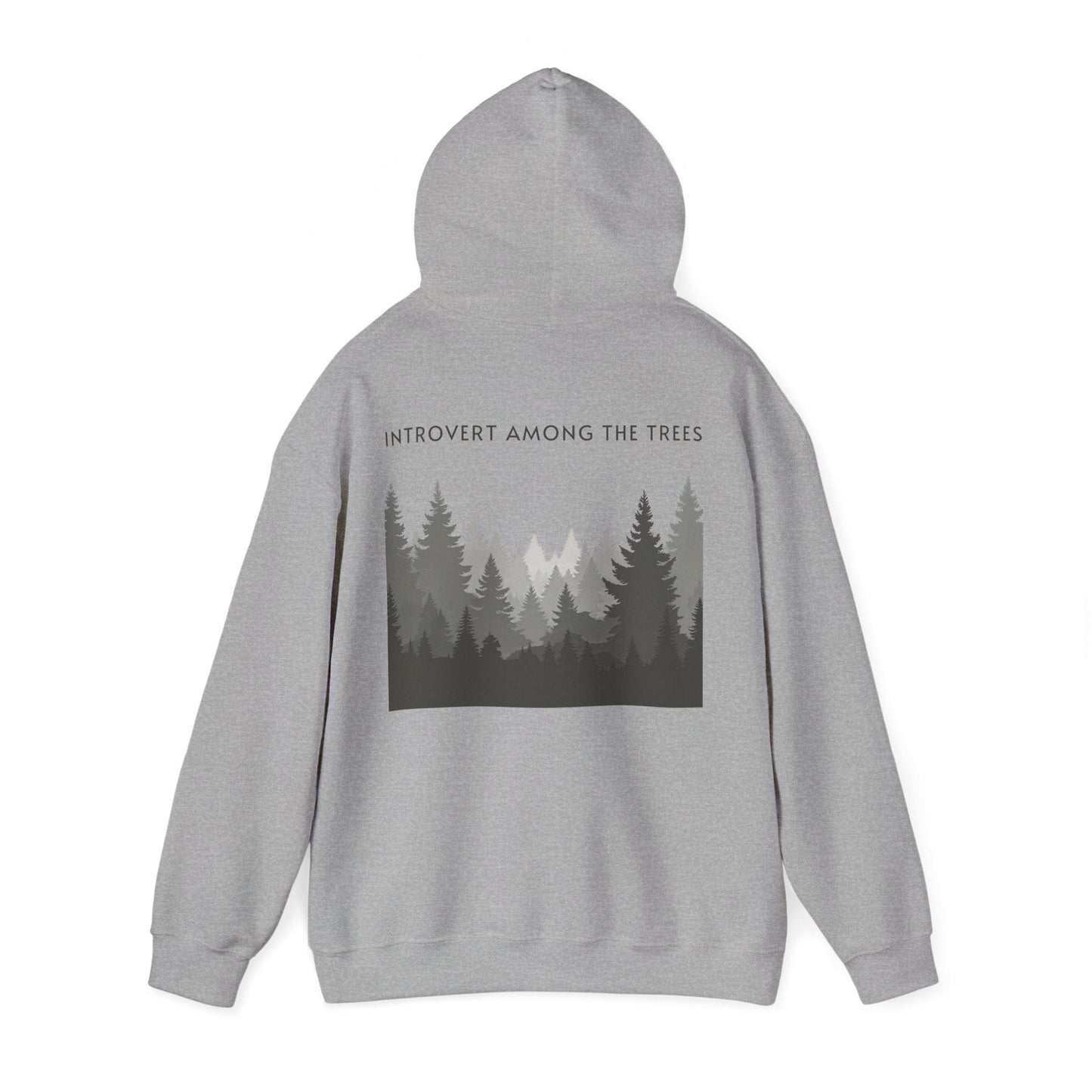 Sport Grey | Introvert Among the Trees Hoodie, back view 2
