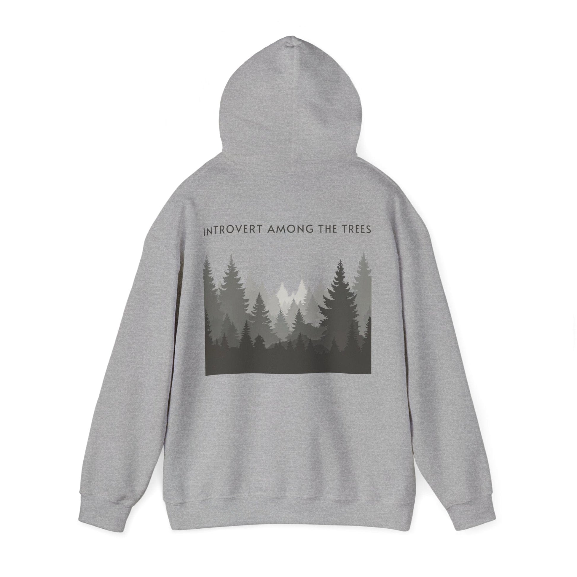 Sport Grey | Introvert Among the Trees Hoodie, back view 2
