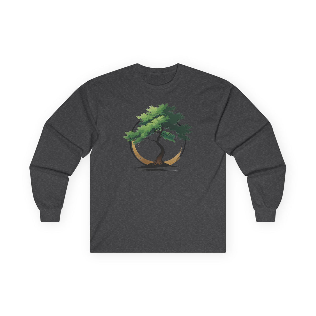Dark Heather | The Zen Tree Long Sleeve Tee, front view
