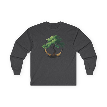 Dark Heather | The Zen Tree Long Sleeve Tee, front view
