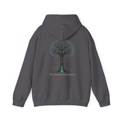 Charcoal | The Forest Remembers Hoodie, back design view