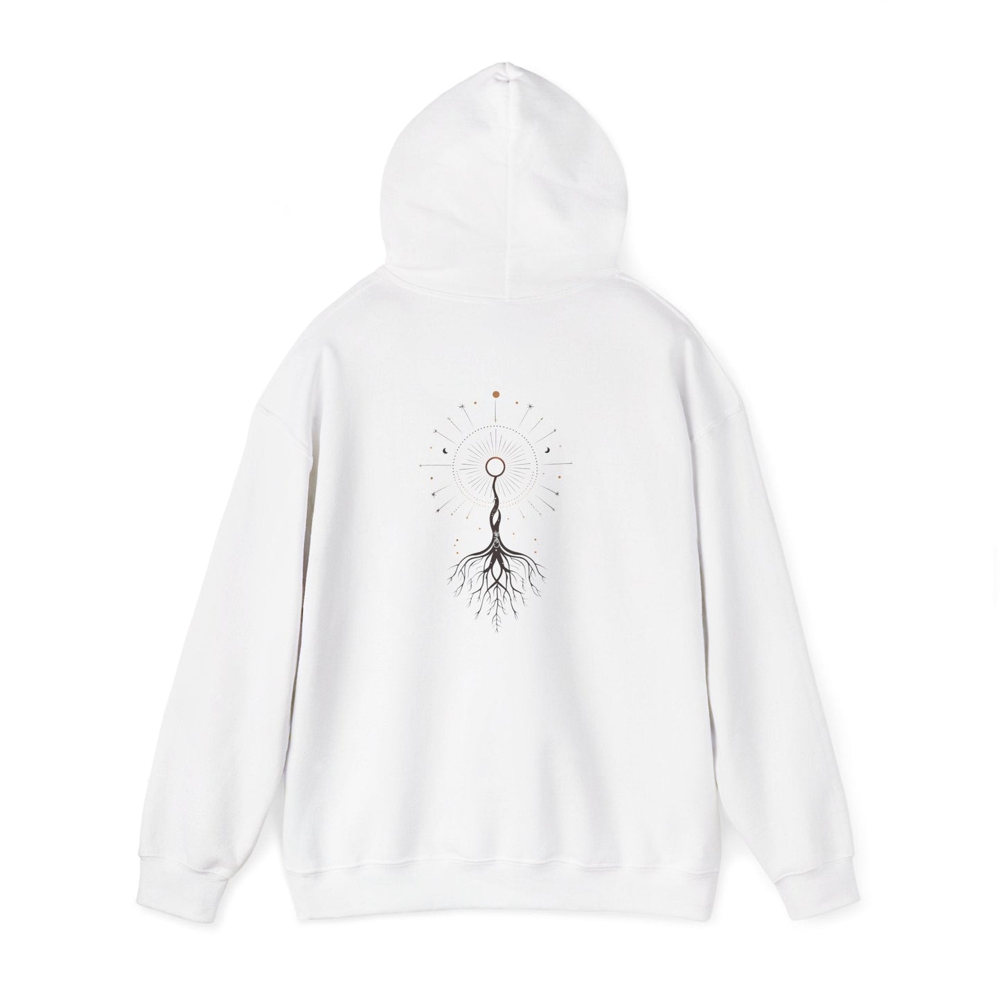 White | The Cosmic Root Hoodie, back view 2