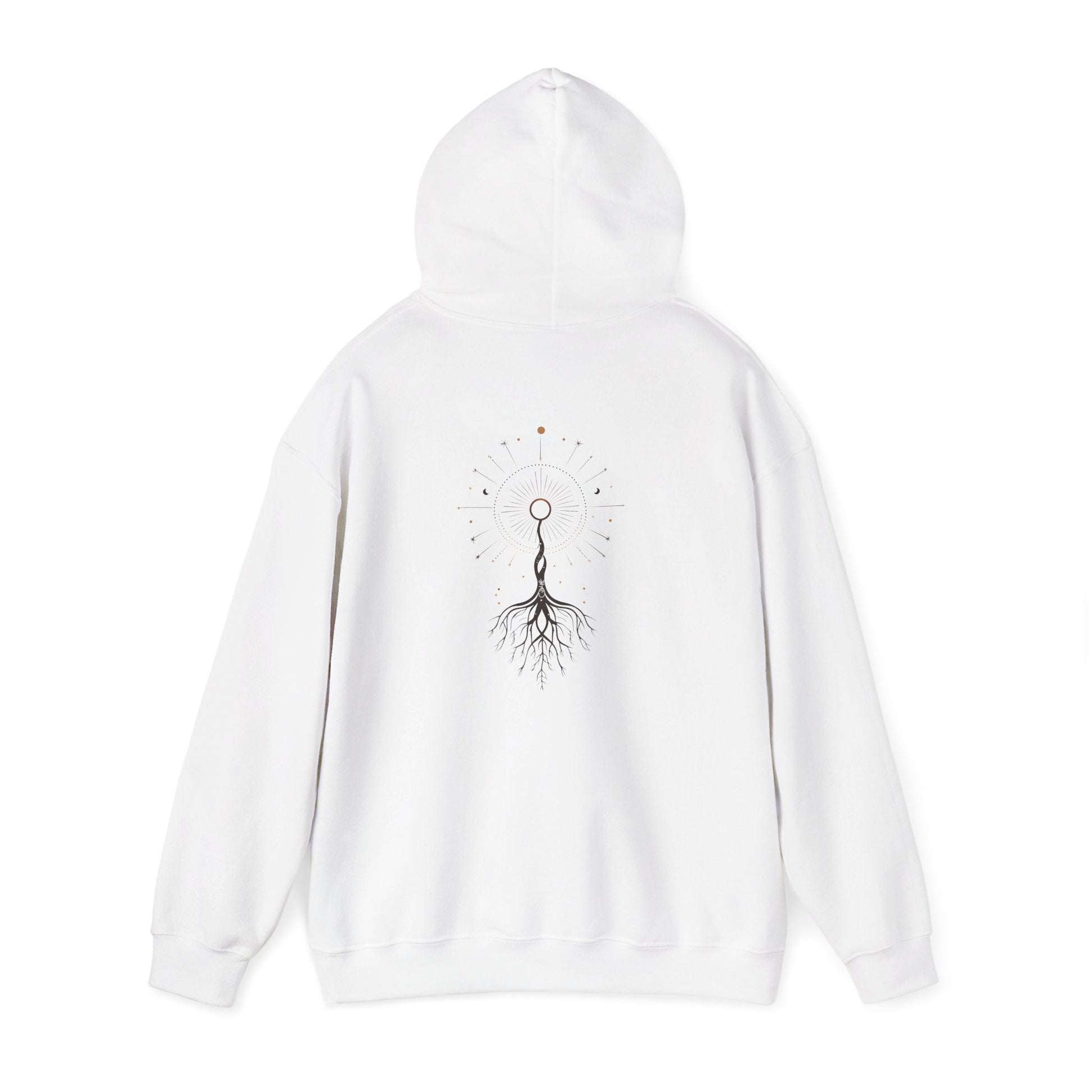 White | The Cosmic Root Hoodie, back view 2