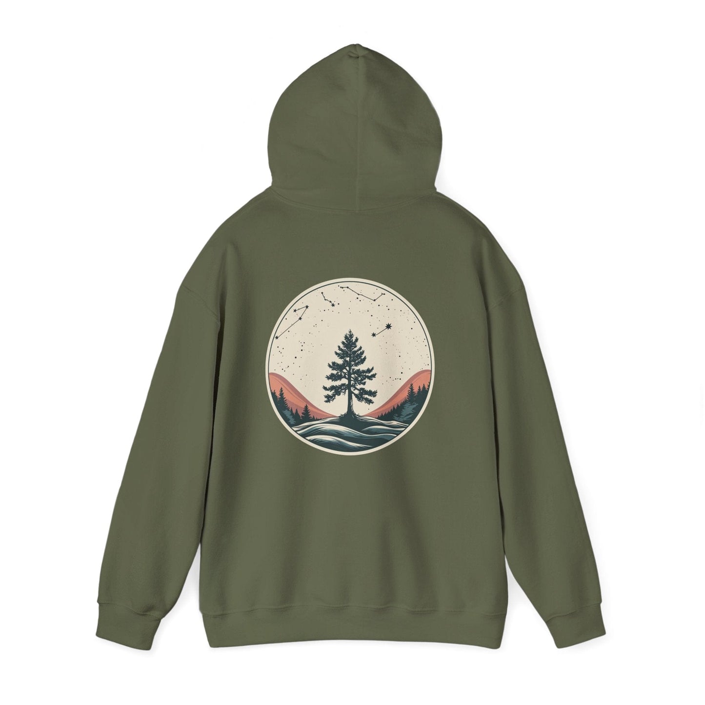 Military Green | Rooted in Stars Hoodie, back view 2