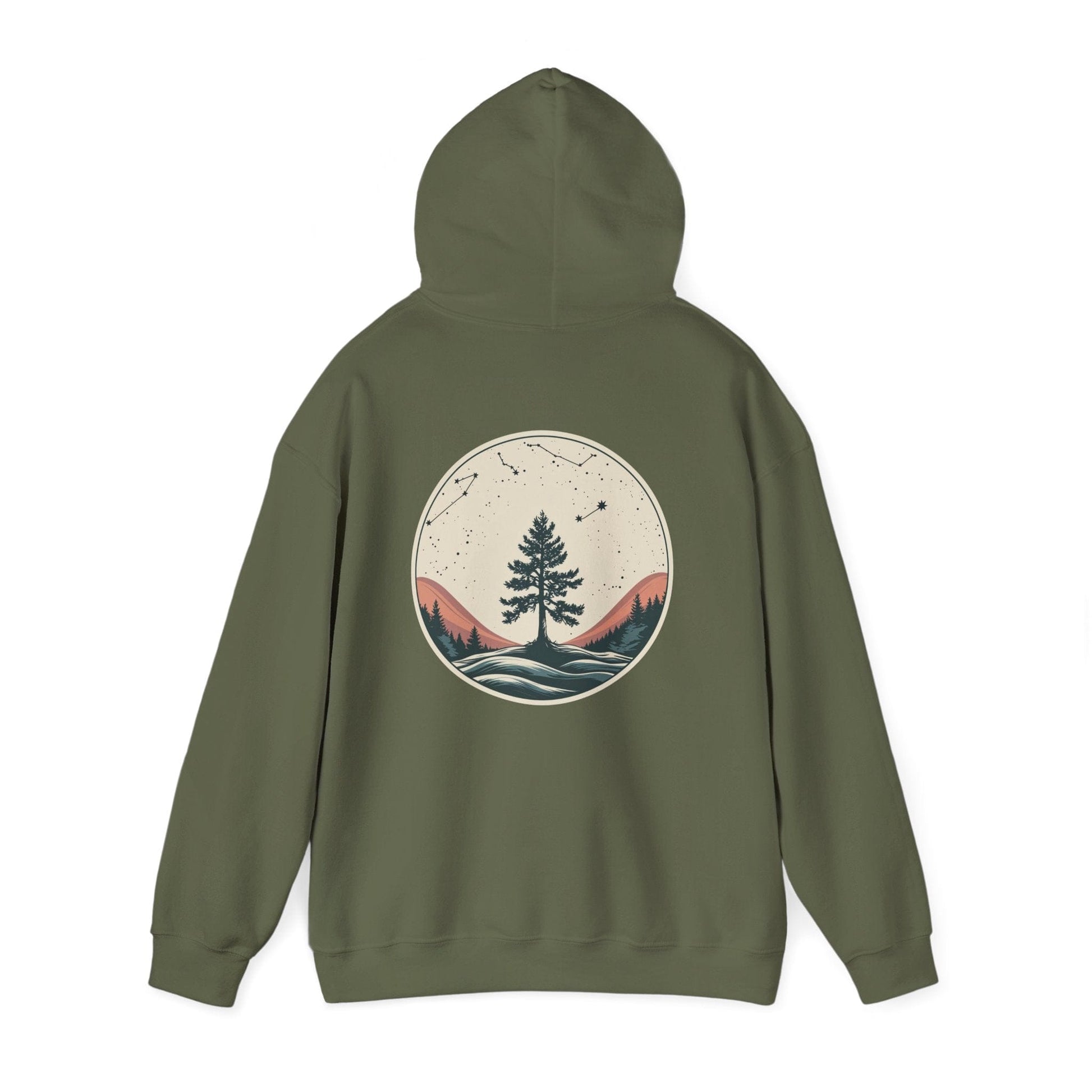Military Green | Rooted in Stars Hoodie, back view 2