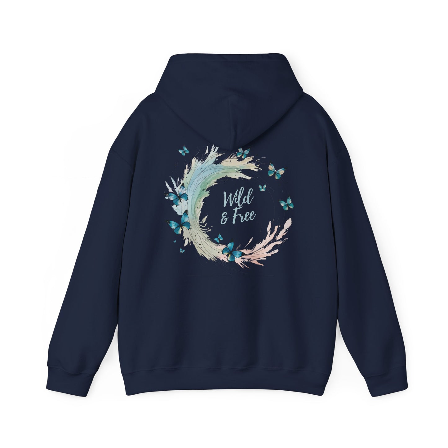 Navy | Wild & Free Hoodie, back design view