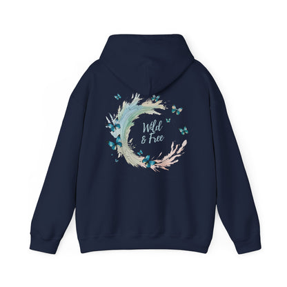 Navy | Wild & Free Hoodie, back design view