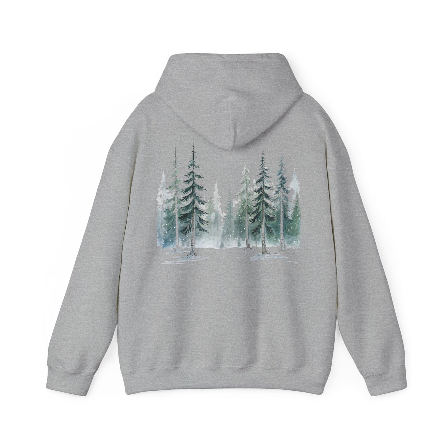 Sport Grey | Snowfall Forest Hoodie, back design view