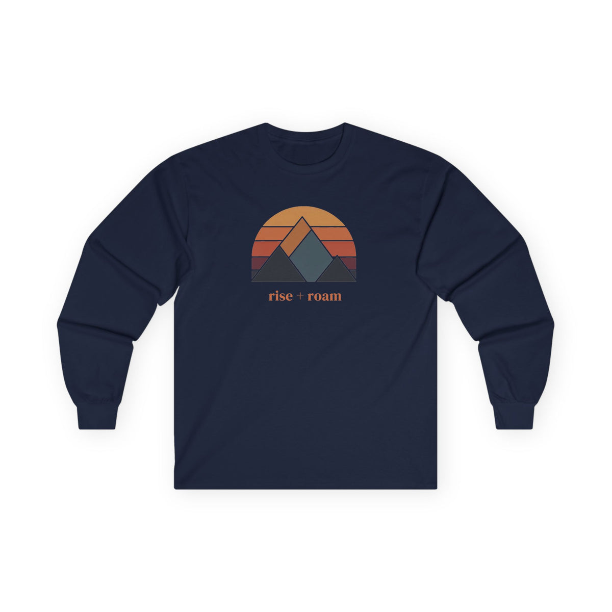 Navy | Rise + Roam Long Sleeve Tee, front view