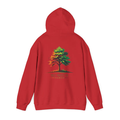 Red | Trees Protect US Hoodie, back view 2