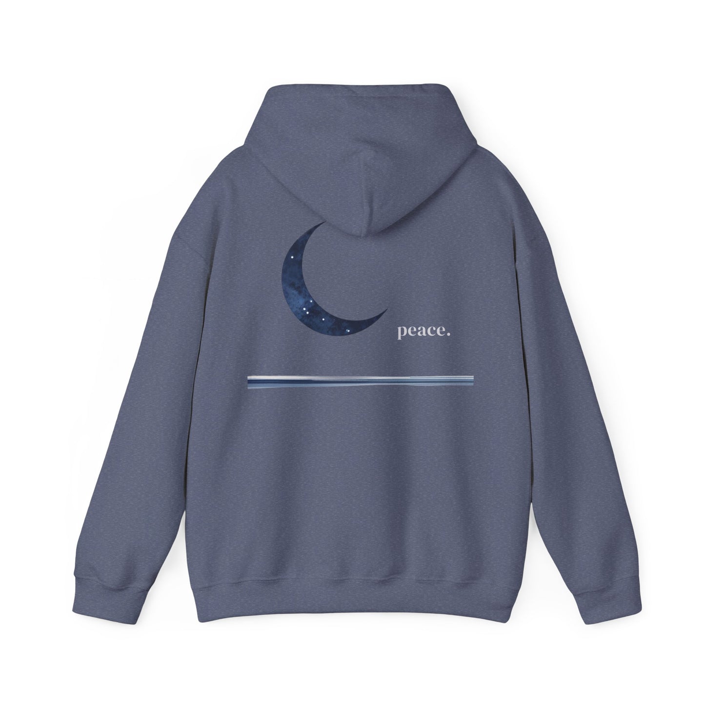 Heather Navy | Moonlit Peace Hoodie, back design view