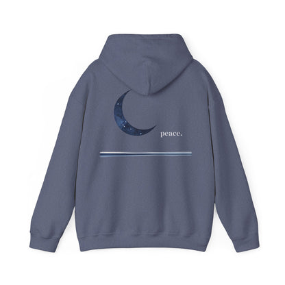 Heather Navy | Moonlit Peace Hoodie, back design view