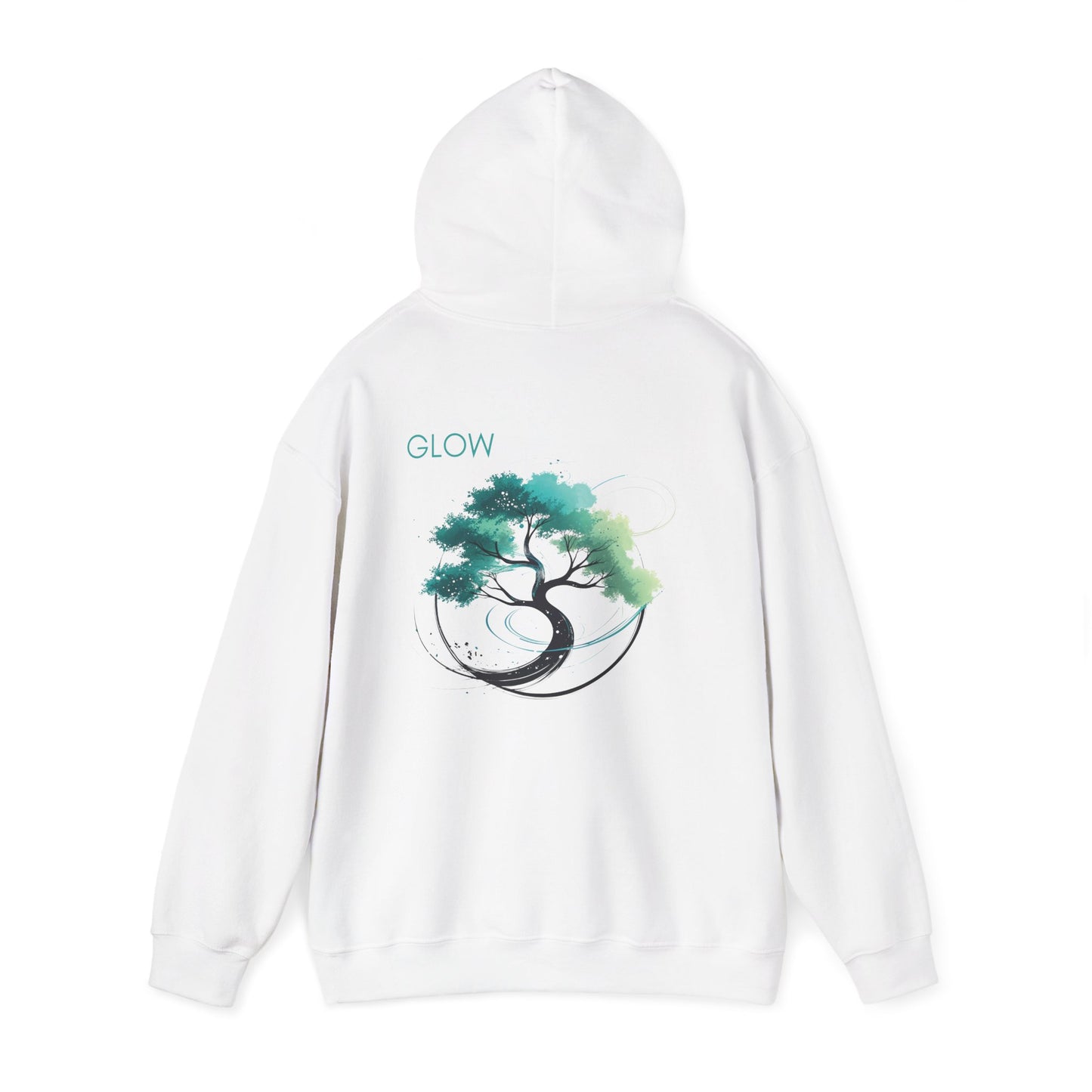 White | Glow Hoodie, back view 2