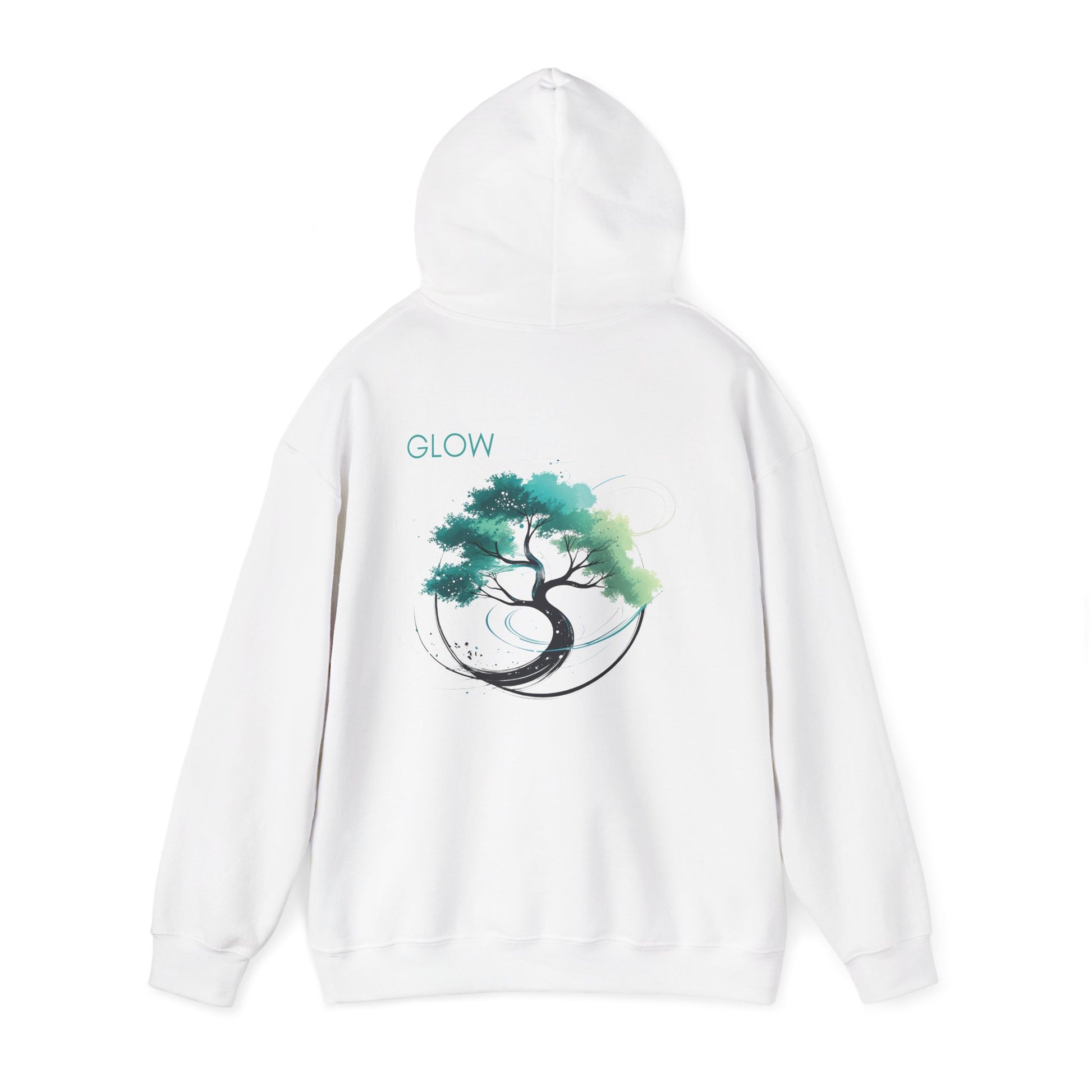 White | Glow Hoodie, back view 2