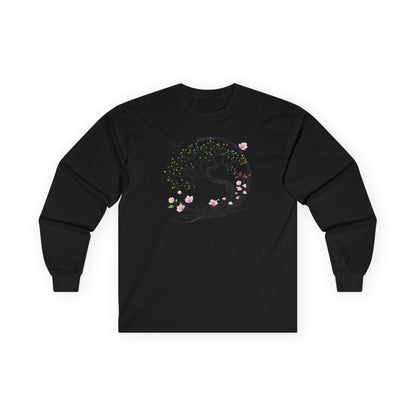 Black | Unfolding Grace Long Sleeve Tee, front view