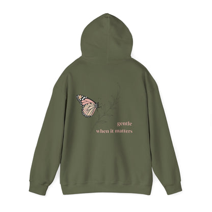 Military Green | Gentle When It Matters Hoodie, back view 2